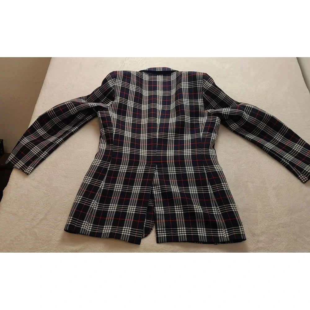 Richman Brothers Sportsman Knits Vintage Men's Plaid Blazer Navy Red White 20x31